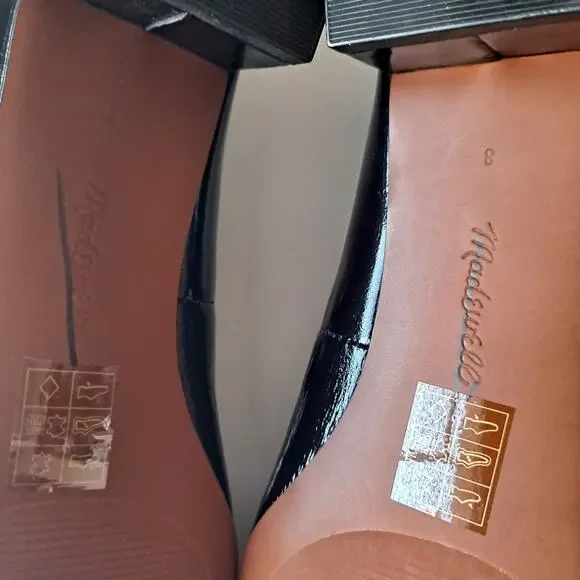 NWOB Madewell Greta Leather Square Toe Mary Jane Pumps True Black Womens Size 8 - Picture 12 of 15